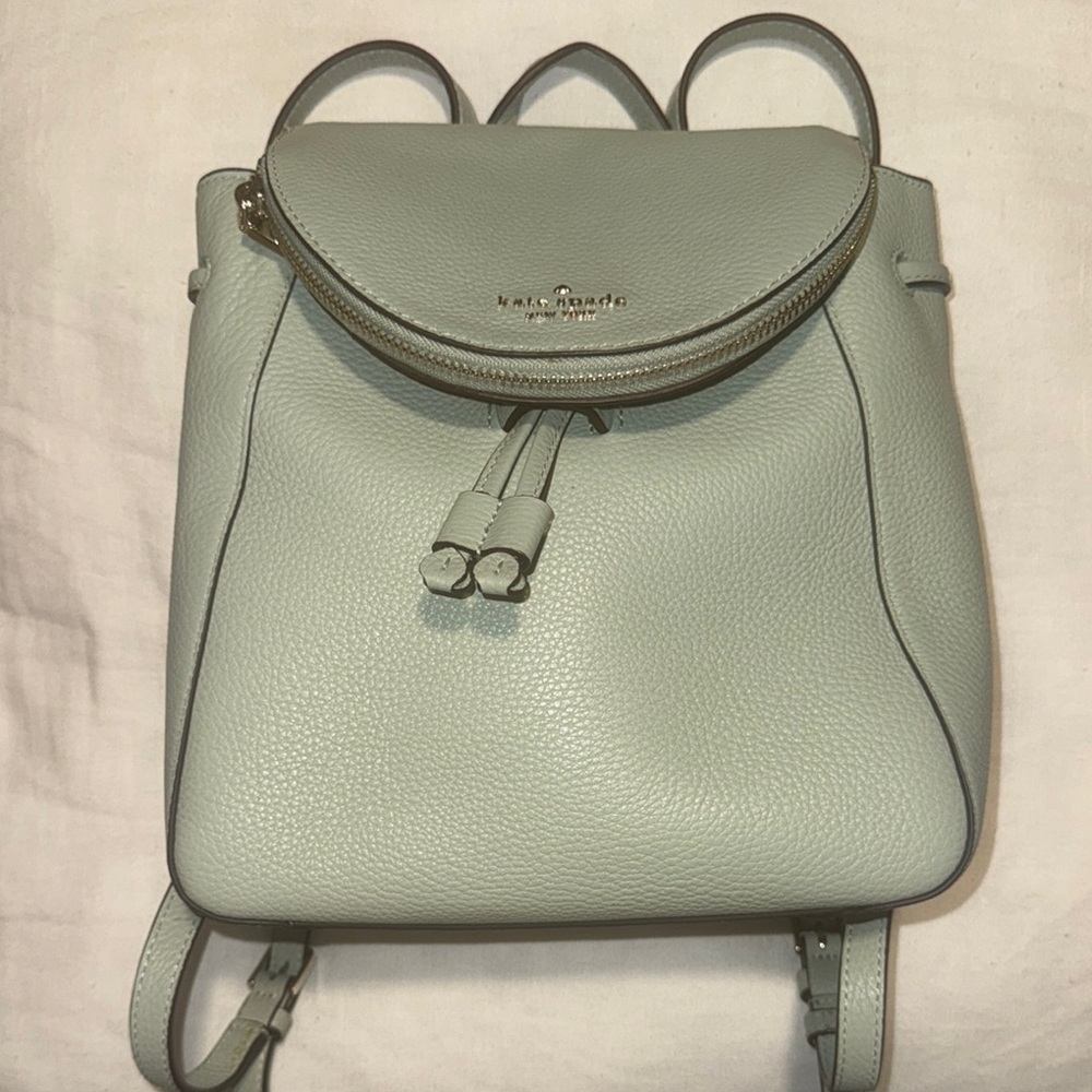 Kate Spade minty Green Leather Backpack with Minimalist Design